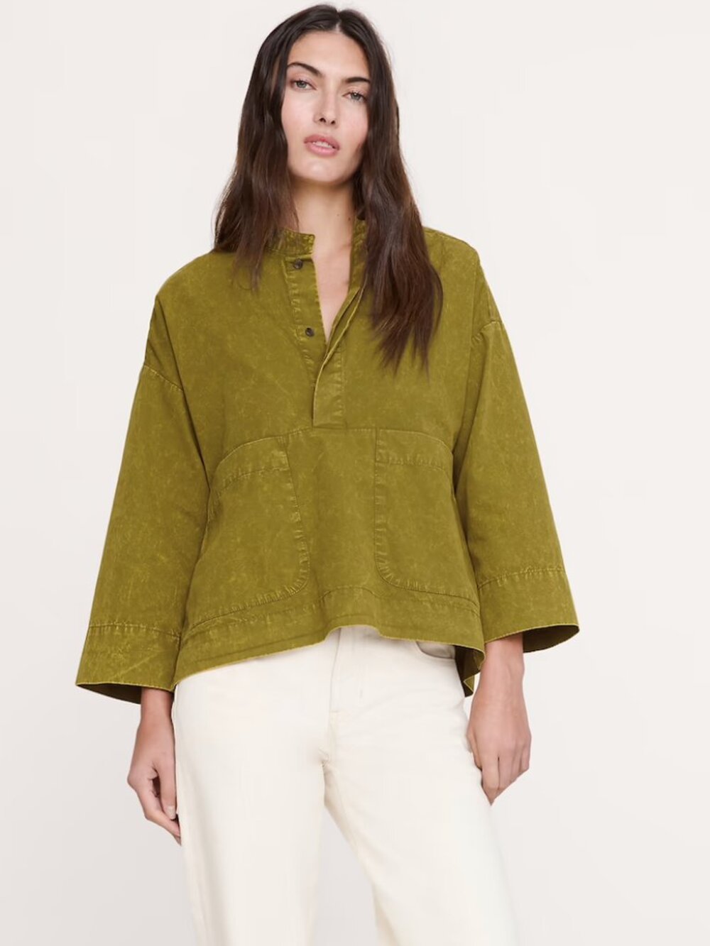 Banana Republic Cotton Popover in Top Tree Moss Green - XL (NWT)